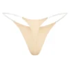 Lingerie String en maille sans coutures à bretelles transparentes, couleur pêche chaud Lingerie String en maille sans coutures à bretelles transparentes, couleur pêche chaud