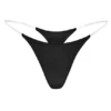 Lingerie String en maille sans coutures à bretelles transparentes, noir Lingerie String en maille sans coutures à bretelles transparentes, noir