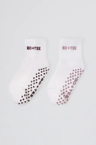 Lot de 2 paires de chaussettes Pilates en blanc