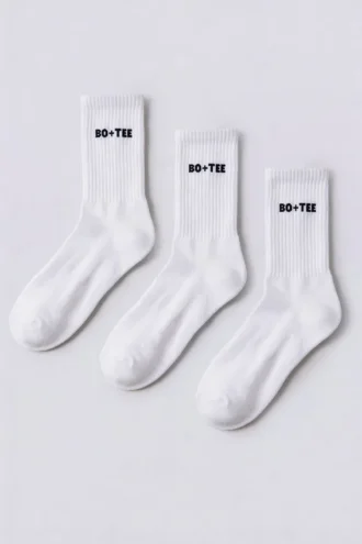 Lot de 3 paires de chaussettes à col mi-haut côtelées, couleur blanche