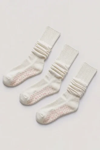 Lot de 3 paires de chaussettes Pilates couleur lait