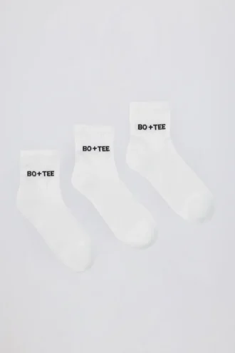 Lot de chaussettes mi-mollet côtelées en blanc