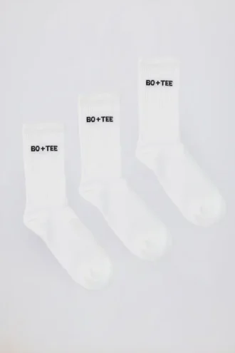 Lot de chaussettes mi-mollet côtelées en blanc