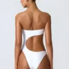 Maillot de bain 1 pièce bandeau à découpes orné de perles Miami en blanc Maillot de bain 1 pièce bandeau à découpes orné de perles Miami en blanc