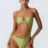 Maillot de bain 1 pièce bandeau à découpes orné de perles Miami, vert poire Maillot de bain 1 pièce bandeau à découpes orné de perles Miami, vert poire