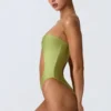 Maillot de bain 1 pièce bandeau à découpes orné de perles Miami, vert poire Maillot de bain 1 pièce bandeau à découpes orné de perles Miami, vert poire