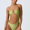 Maillot de bain 1 pièce bandeau à découpes orné de perles Miami, vert poire Maillot de bain 1 pièce bandeau à découpes orné de perles Miami, vert poire