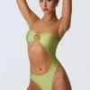 Maillot de bain 1 pièce bandeau à découpes orné de perles Miami, vert poire Maillot de bain 1 pièce bandeau à découpes orné de perles Miami, vert poire