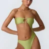 Maillot de bain 1 pièce bandeau à découpes orné de perles Miami, vert poire Maillot de bain 1 pièce bandeau à découpes orné de perles Miami, vert poire