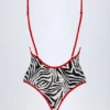 Maillot de bain 1 pièce dos croisé Ostend à détails charmants, imprimé zèbre Maillot de bain 1 pièce dos croisé Ostend à détails charmants, imprimé zèbre