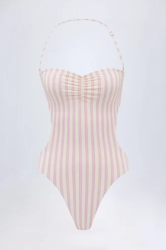 Maillot de bain 1 pièce dos nu à découpes Biarritz, mauve