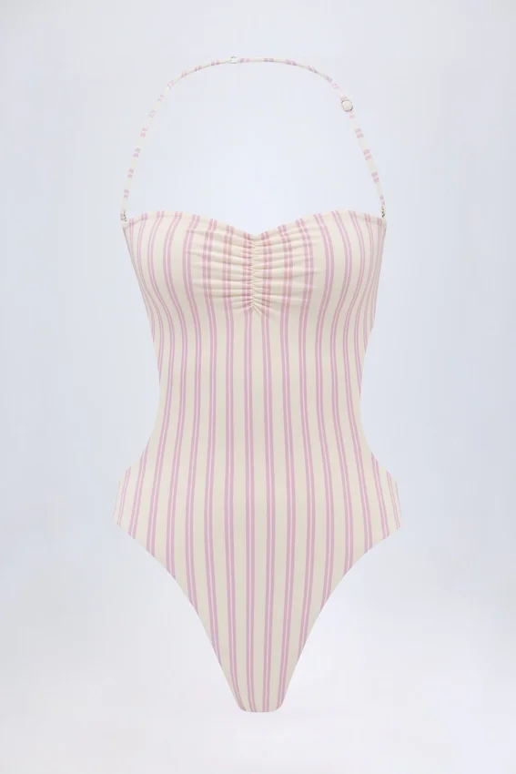 Maillot de bain 1 pièce dos nu à découpes Biarritz, mauve Maillot de bain 1 pièce dos nu à découpes Biarritz, mauve
