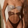 Maillot de bain 1 pièce à empiècements et découpes Zarza en bronze doré Maillot de bain 1 pièce à empiècements et découpes Zarza en bronze doré