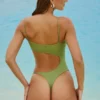 Maillot de bain 1 pièce Formentera à découpes ornées, vert olive Maillot de bain 1 pièce Formentera à découpes ornées, vert olive