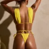 Maillot de bain 1 pièce froncé et ajouré Syros en jaune doré Maillot de bain 1 pièce froncé et ajouré Syros en jaune doré