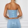 Micro-mini-jupe à taille moyenne et ornements Nilsu, bleu clair