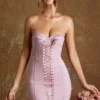 Micro-mini-robe bandeau corset à lacets Emira en mauve