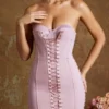Micro-mini-robe bandeau corset à lacets Emira en mauve