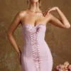 Micro-mini-robe bandeau corset à lacets Emira en mauve