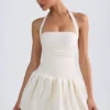 Micro-mini-robe corset à encolure dos nu et ourlet bouffant à lacets Ludmila, couleur ivoire Micro-mini-robe corset à encolure dos nu et ourlet bouffant à lacets Ludmila, couleur ivoire