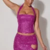 Mini-jupe A-line à détails en forme de cœur brodés Querida, couleur magenta