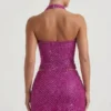 Mini-jupe A-line à détails en forme de cœur brodés Querida, couleur magenta