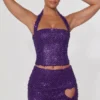 Mini-jupe A-line à détails en forme de cœur brodés Querida, couleur violette Mini-jupe A-line à détails en forme de cœur brodés Querida, couleur violette