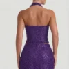 Mini-jupe A-line à détails en forme de cœur brodés Querida, couleur violette Mini-jupe A-line à détails en forme de cœur brodés Querida, couleur violette