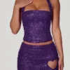 Mini-jupe A-line à détails en forme de cœur brodés Querida, couleur violette Mini-jupe A-line à détails en forme de cœur brodés Querida, couleur violette
