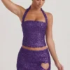 Mini-jupe A-line à détails en forme de cœur brodés Querida, couleur violette Mini-jupe A-line à détails en forme de cœur brodés Querida, couleur violette