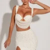 Mini-jupe Belle Ile à taille haute et fente sur la cuisse, en blanc Mini-jupe Belle Ile à taille haute et fente sur la cuisse, en blanc
