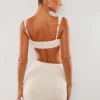 Mini-jupe Belle Ile à taille haute et fente sur la cuisse, en blanc Mini-jupe Belle Ile à taille haute et fente sur la cuisse, en blanc