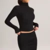 Mini-jupe Cali en modal froncé à taille mi-haute, en noir Mini-jupe Cali en modal froncé à taille mi-haute, en noir