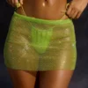 Mini-jupe de maillot de bain taille basse ornée, couleur verte Mini-jupe de maillot de bain taille basse ornée, couleur verte