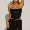 Mini-jupe drapée à taille mi-haute et ornée Sybil, en noir