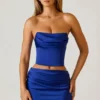Mini-jupe drapée à taille mi-haute Kimi en bleu cobalt Mini-jupe drapée à taille mi-haute Kimi en bleu cobalt