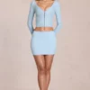 Mini-jupe en dentelle Elowise bleu poudré