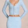 Mini-jupe en dentelle Elowise bleu poudré
