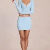 Mini-jupe en dentelle Elowise bleu poudré
