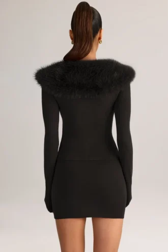 Mini-jupe en maille Tova à taille mi-haute, couleur noire