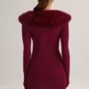 Mini-jupe en maille Tova à taille mi-haute, couleur vin