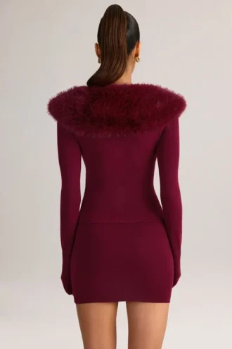 Mini-jupe en maille Tova à taille mi-haute, couleur vin