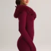 Mini-jupe en maille Tova à taille mi-haute, couleur vin