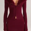 Mini-jupe en maille Tova à taille mi-haute, couleur vin
