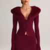 Mini-jupe en maille Tova à taille mi-haute, couleur vin