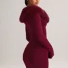 Mini-jupe en maille Tova à taille mi-haute, couleur vin