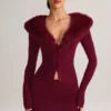 Mini-jupe en maille Tova à taille mi-haute, couleur vin