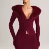 Mini-jupe en maille Tova à taille mi-haute, couleur vin