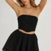 Mini-jupe en tulle à taille haute Cosima, couleur noire