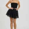 Mini-jupe en tulle à taille haute Cosima, couleur noire